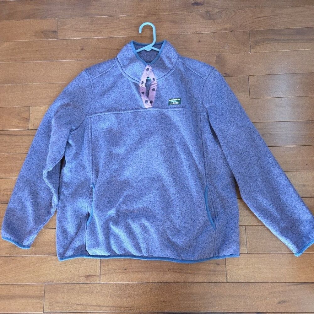 L.L. Bean Purple Heather Fleece Pullover with Pink Trim